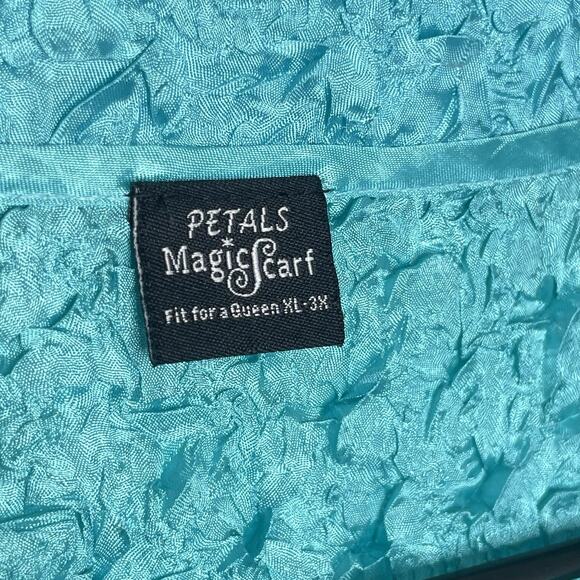 Magic Scarf Women Crinkle Blouse Wearable Art XL 3X Teal Shimmer Loose Fit Fairy - Picture 4 of 6